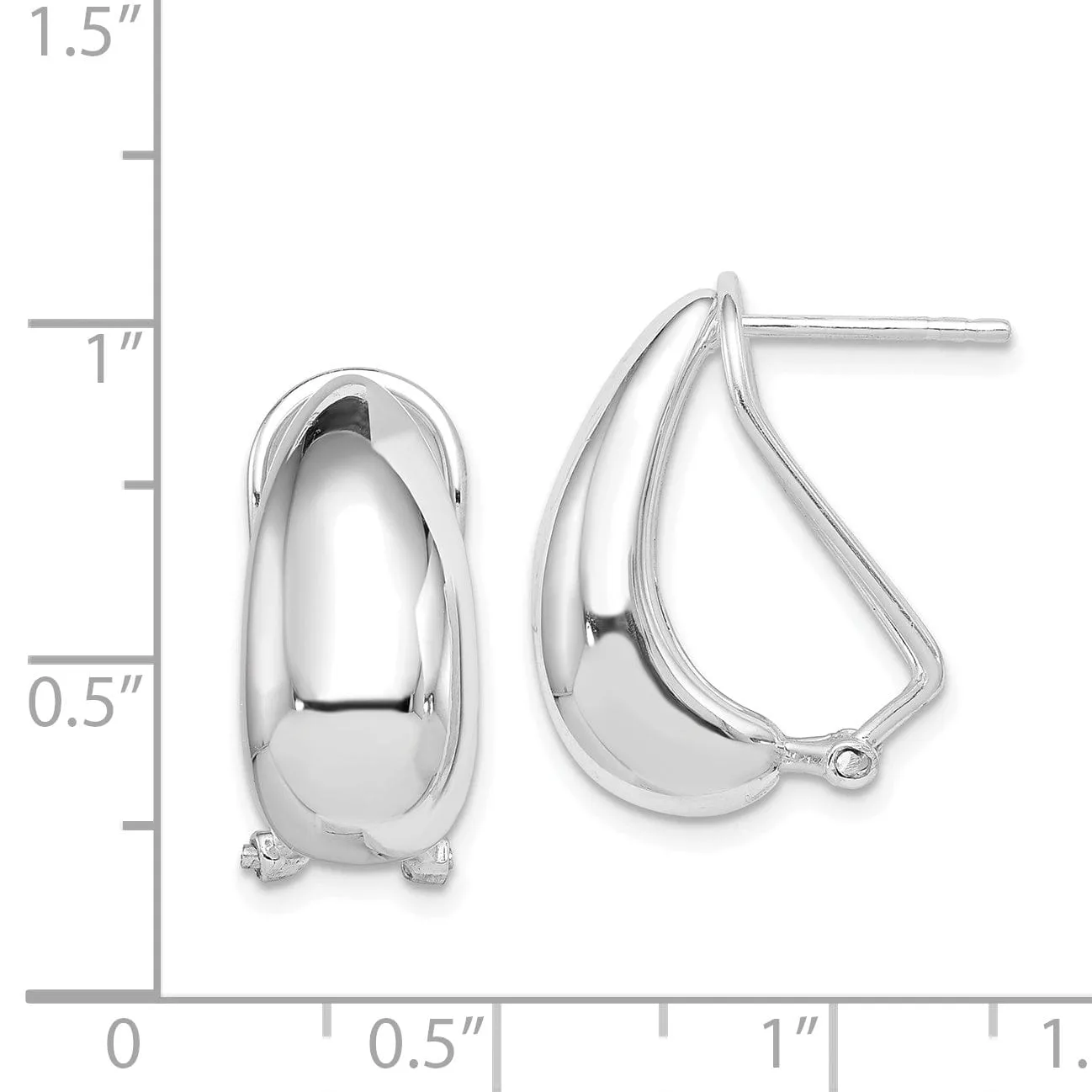 Sterling Silver Tapered J Hoop Post Earrings