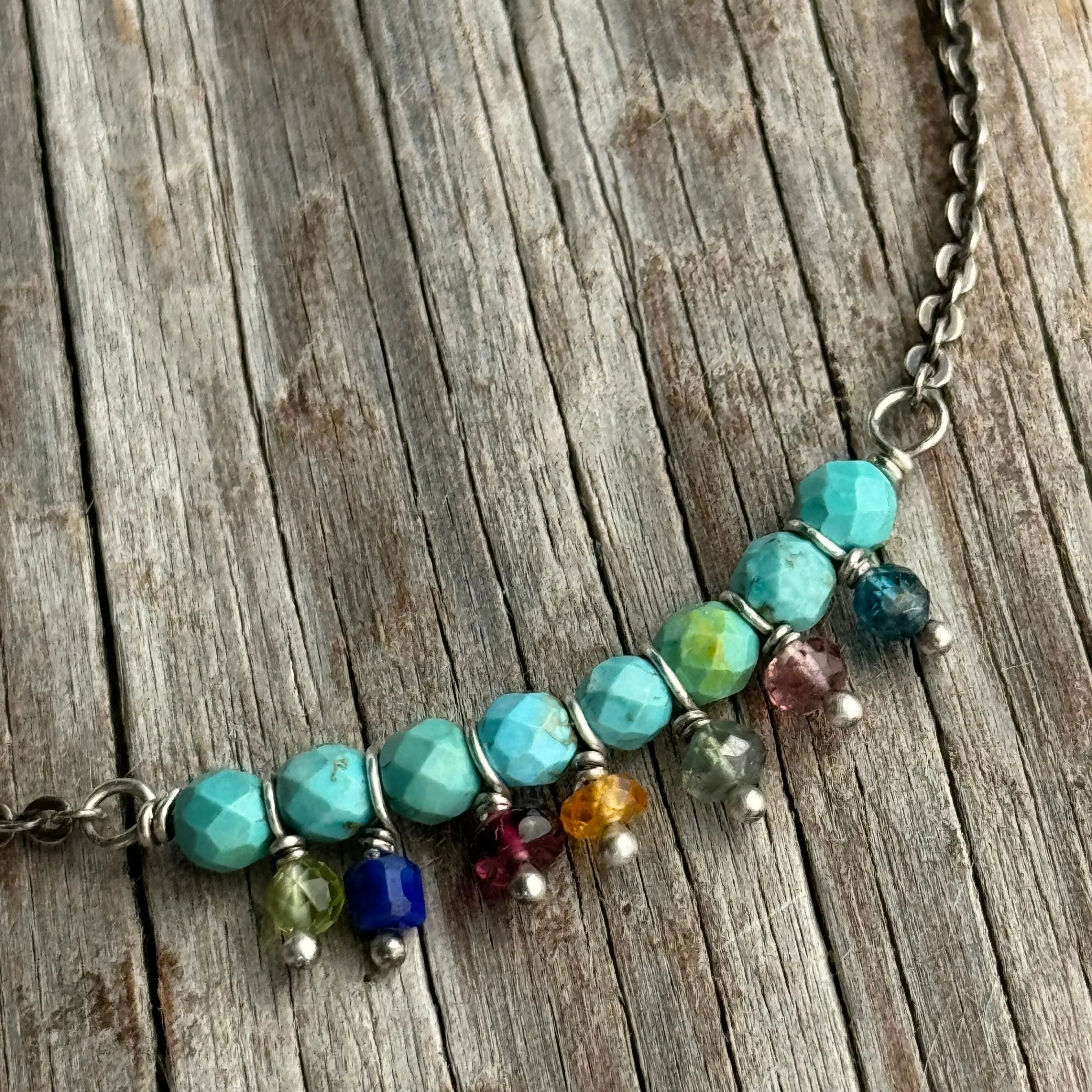 Sterling Silver Turquoise & Gemstone Necklace