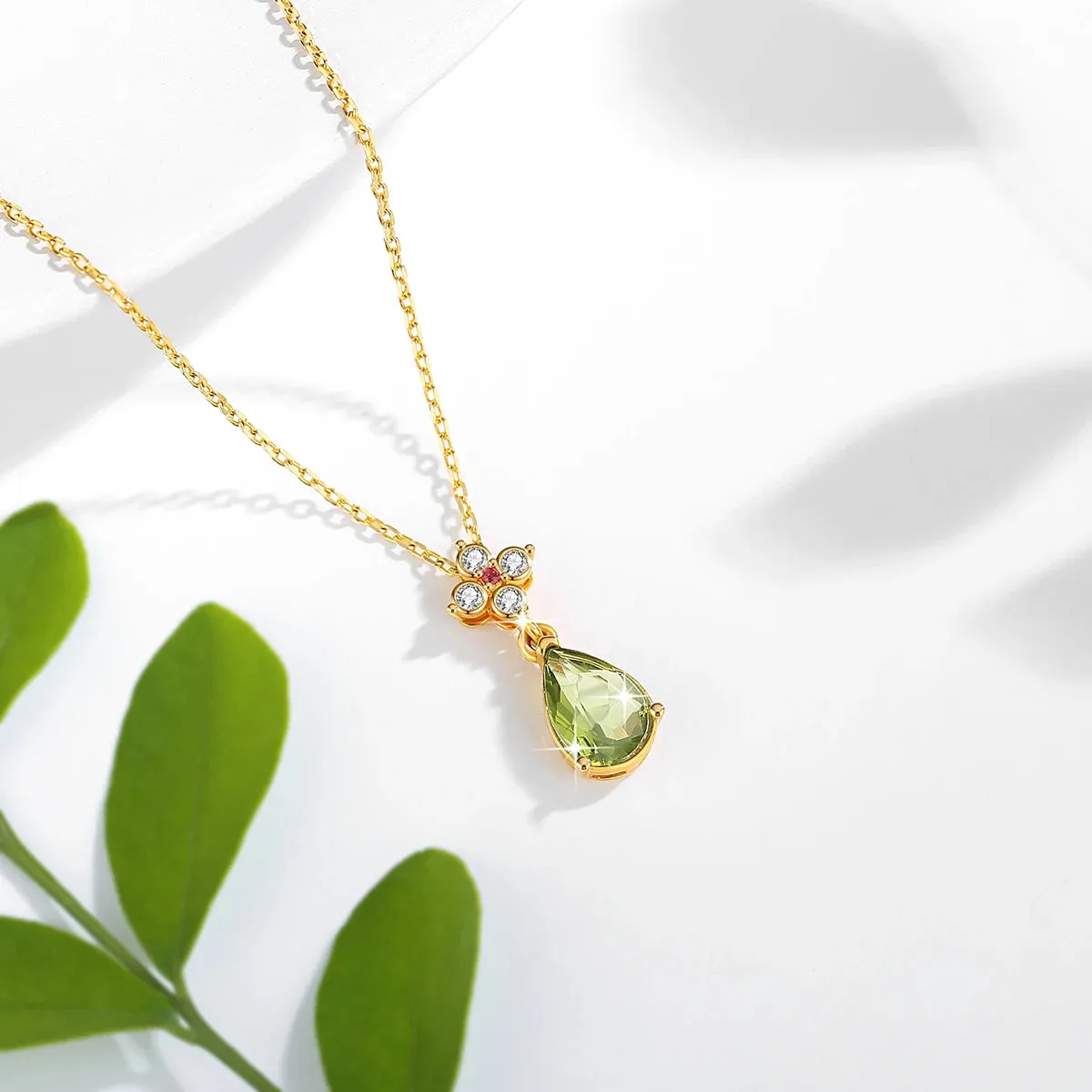 Szjinao 100% 18K Gold Peridot Necklace 7*10mm Natural Stone Teardrop K Gold Pendant Wedding Jewelry For Women With Certified New