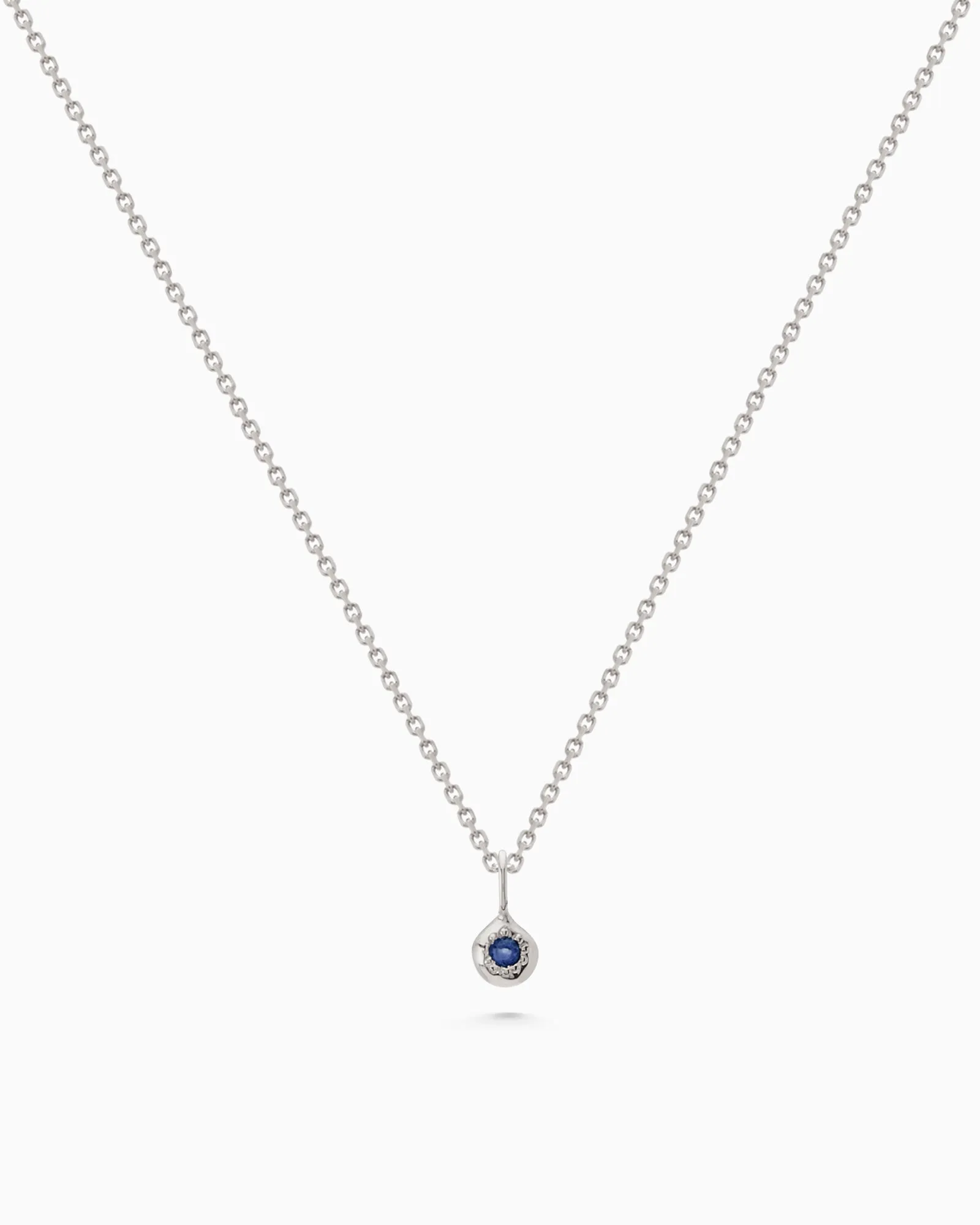 Tiny Birthstone Pendant | White Gold