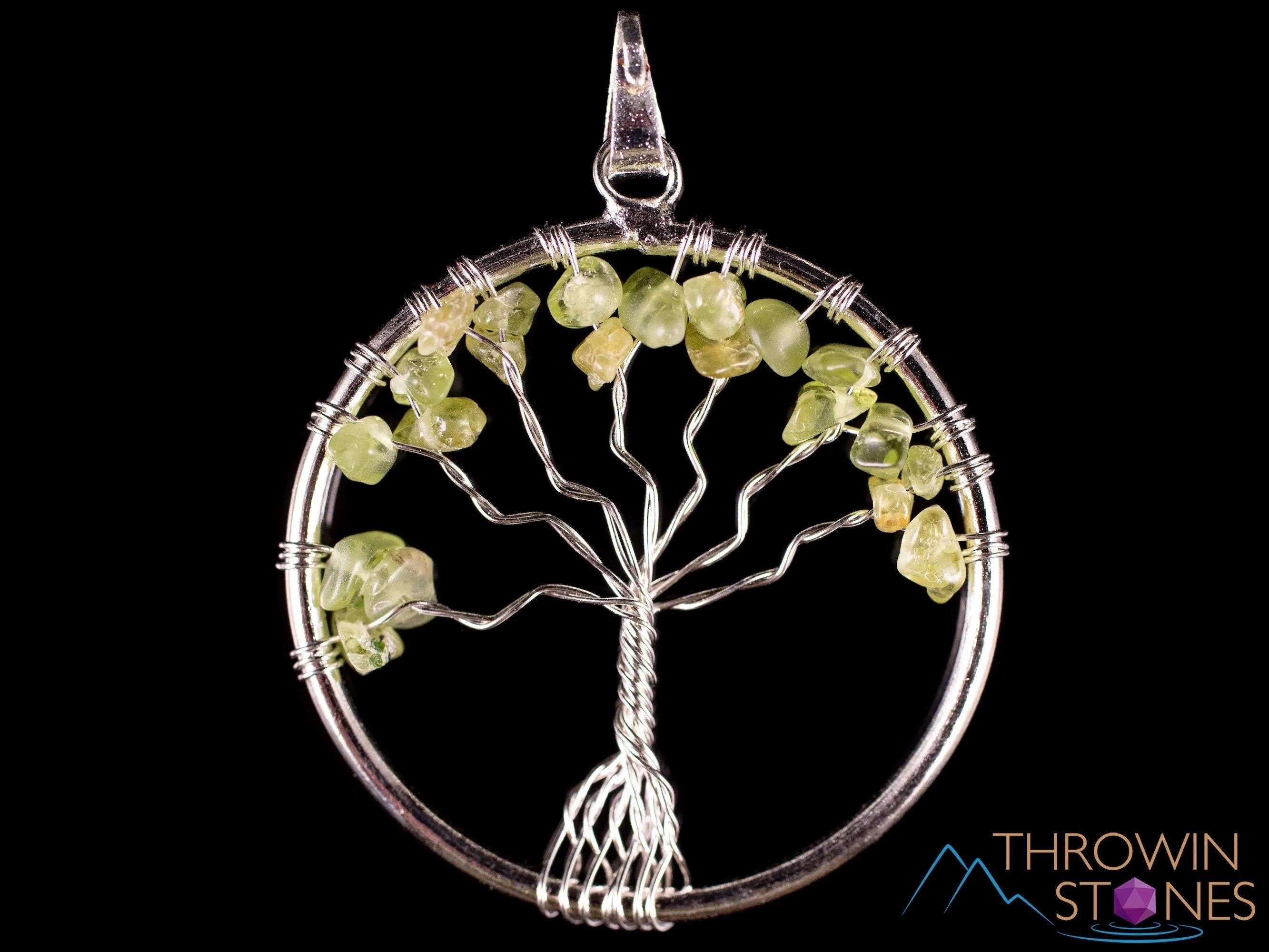 Tree of Life Pendant, Crystal Pendant - GARNET, PERIDOT, Black TOURMALINE - Handmade Jewelry, Wire Wrapped Jewelry, E2001