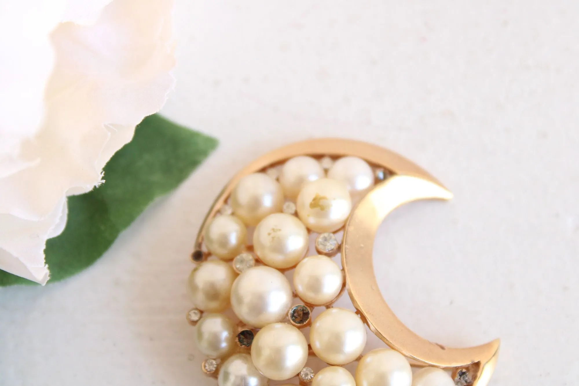 Vintage 1950s 1960s Trifari Crown Crescent Moon Brooch