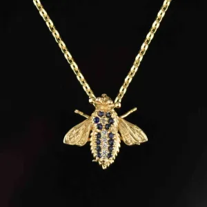 Vintage Diamond Sapphire Bumblebee Brooch Pendant