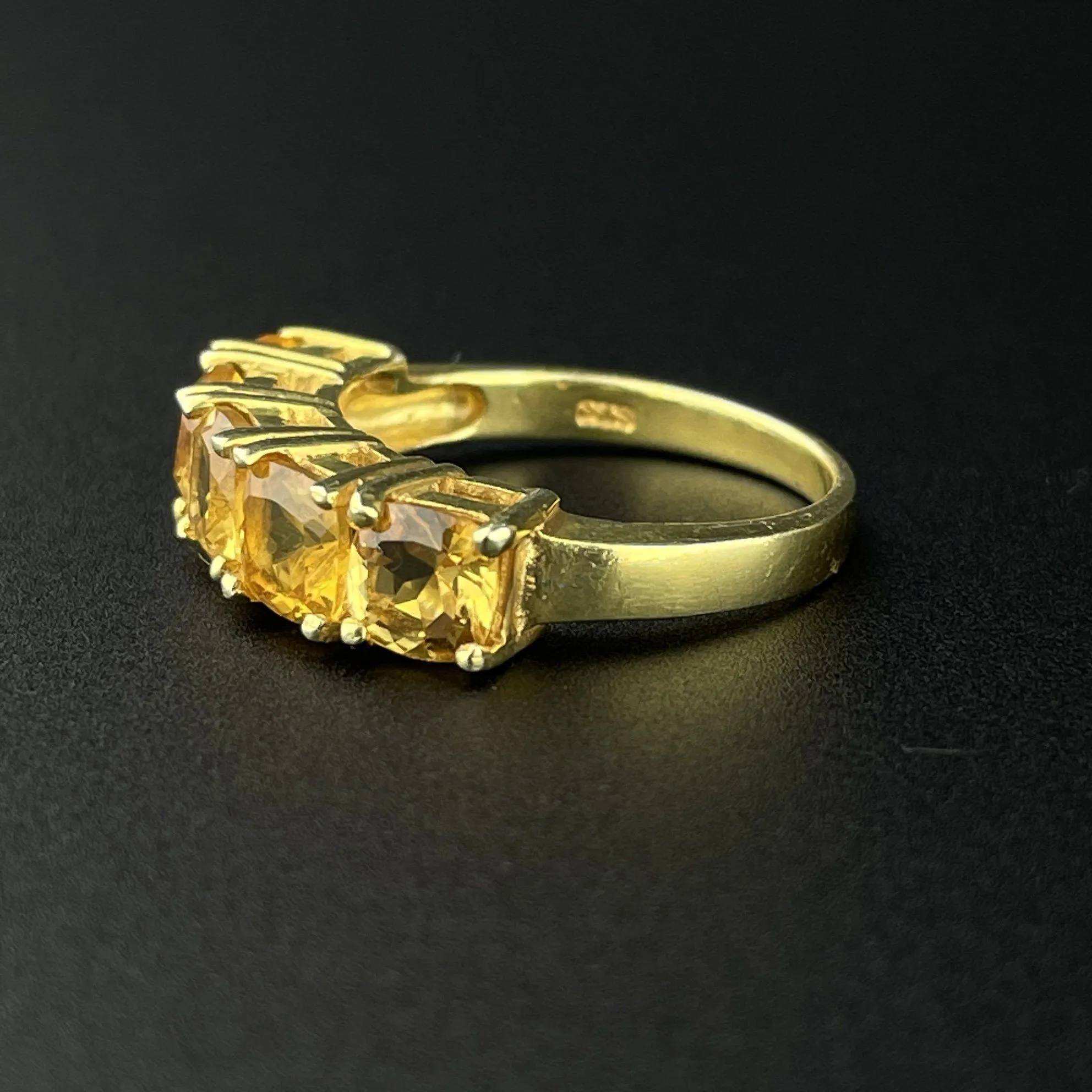 Vintage Gold Vermeil 5 Stone Citrine Half Eternity Band, Sz 6 3/4