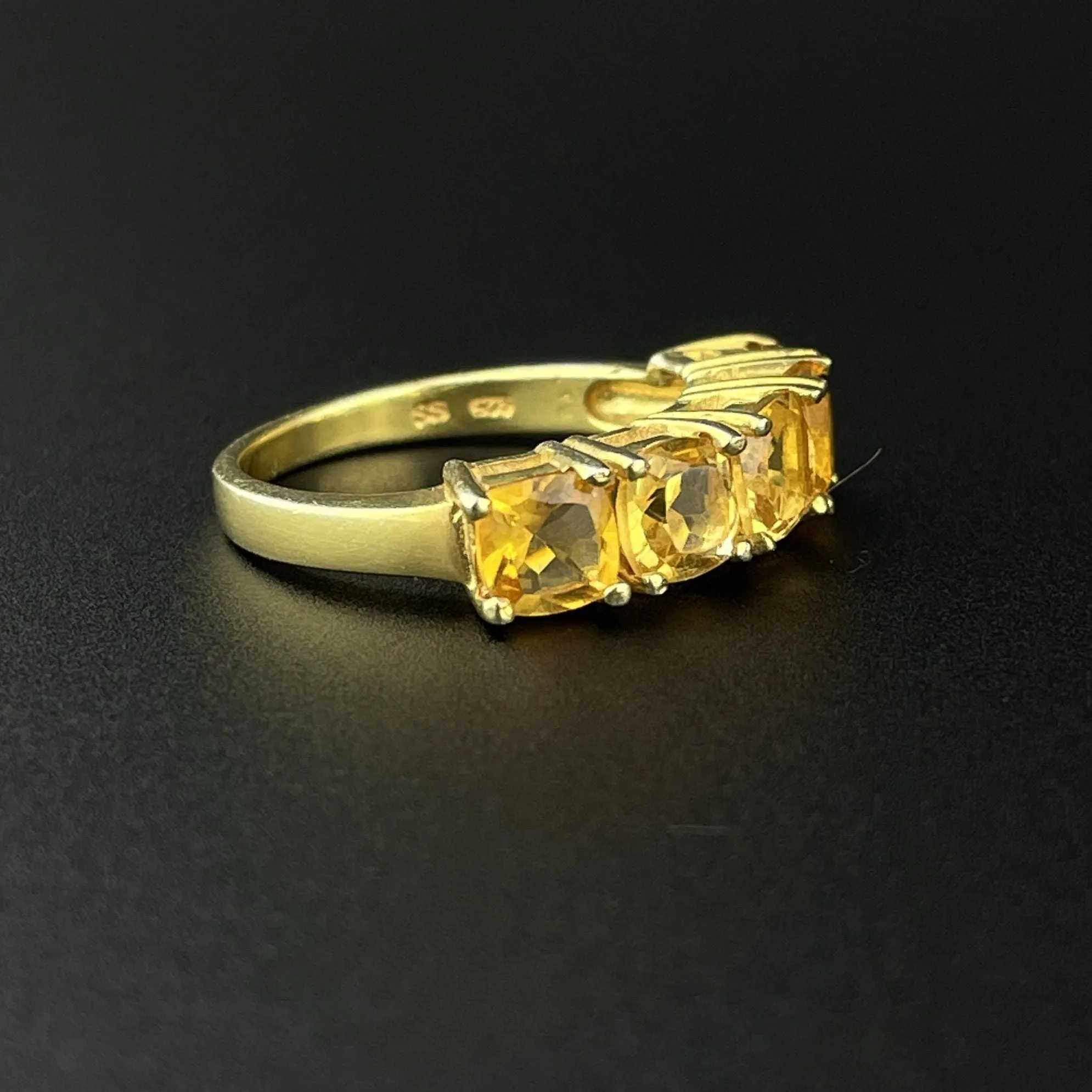 Vintage Gold Vermeil 5 Stone Citrine Half Eternity Band, Sz 6 3/4