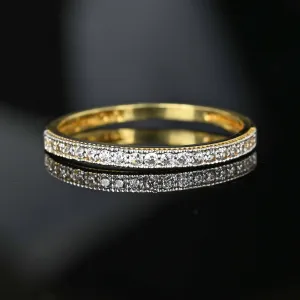 Vintage Half Eternity Thin Diamond Ring Band