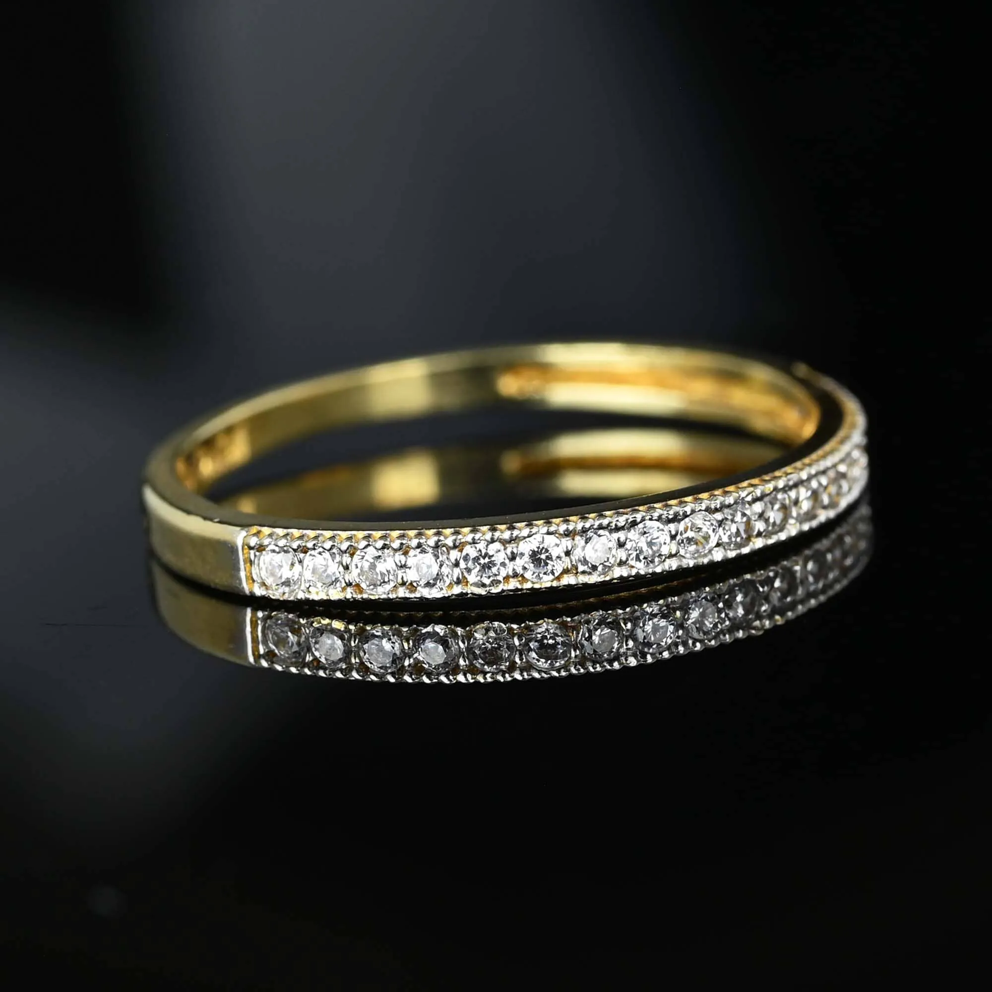 Vintage Half Eternity Thin Diamond Ring Band