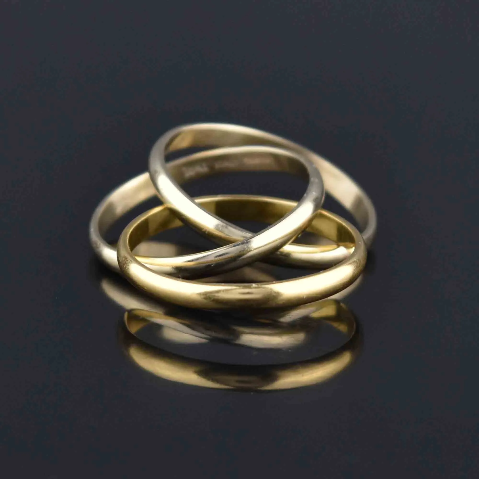 Vintage Trinity 3 Band Rolling Ring in 18K Gold