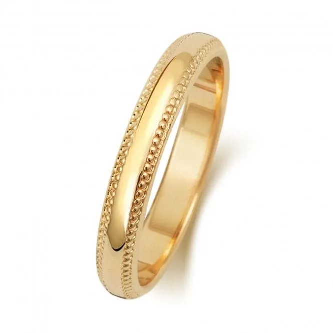 Wedding Band 18K D Shape Millgrain 3mm-1.7 Wedding  Ring WQ183H