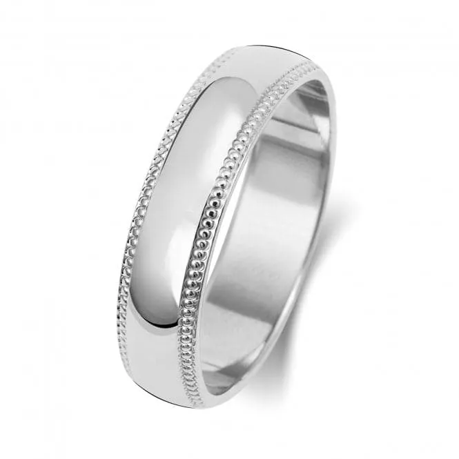 Wedding Band 18K D Shape Millgrain 4 mm-1.2 Wedding  Ring WQ185WL