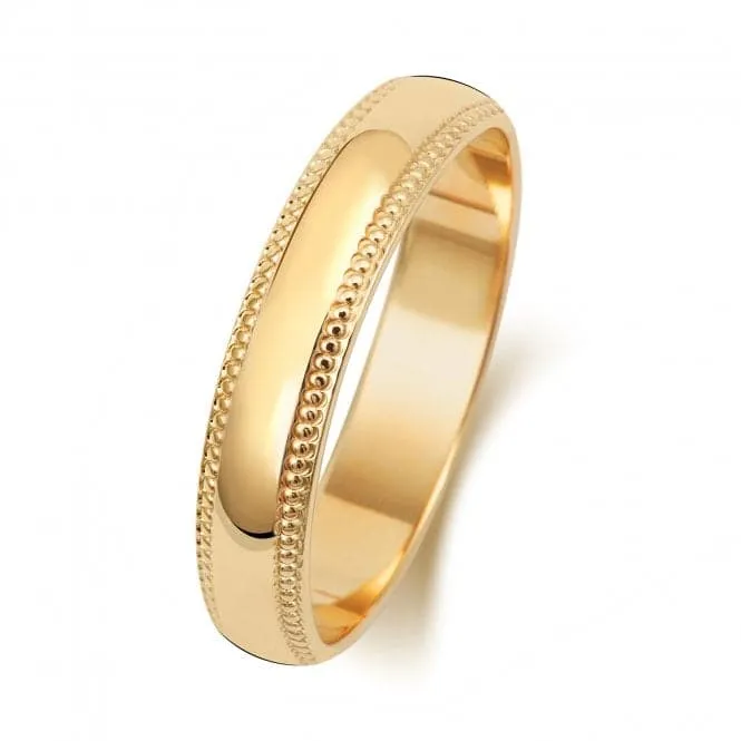 Wedding Band 9K D Shape Millgrain 4 mm-1.2 Wedding  Ring W184L