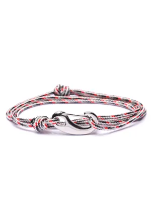 White   Gray Tactical Cord Bracelet for Men (Silver Clasp - 24S)