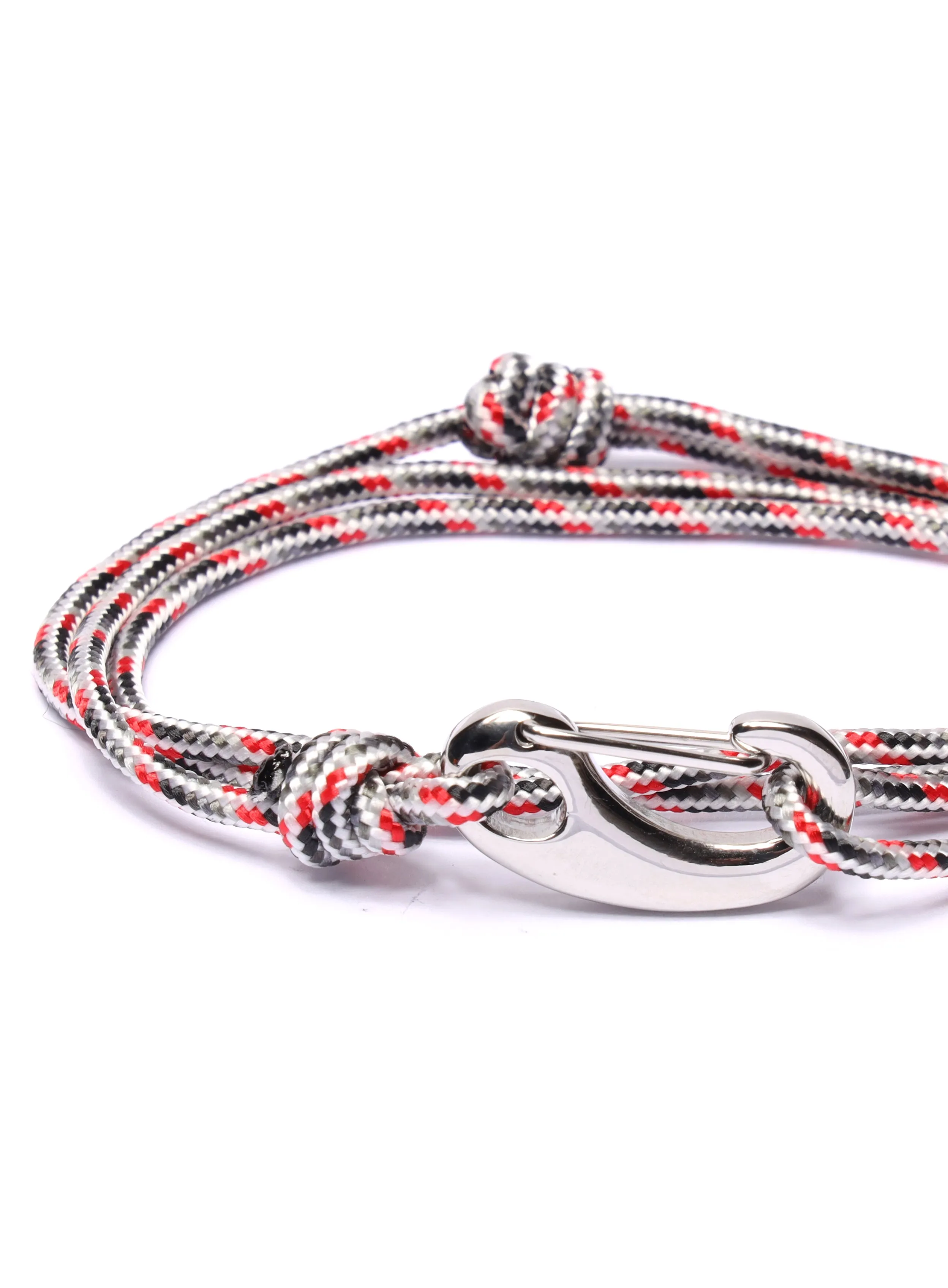 White   Gray Tactical Cord Bracelet for Men (Silver Clasp - 24S)