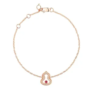 Wulu bracelet in 18K rose gold with diamonds and ruby