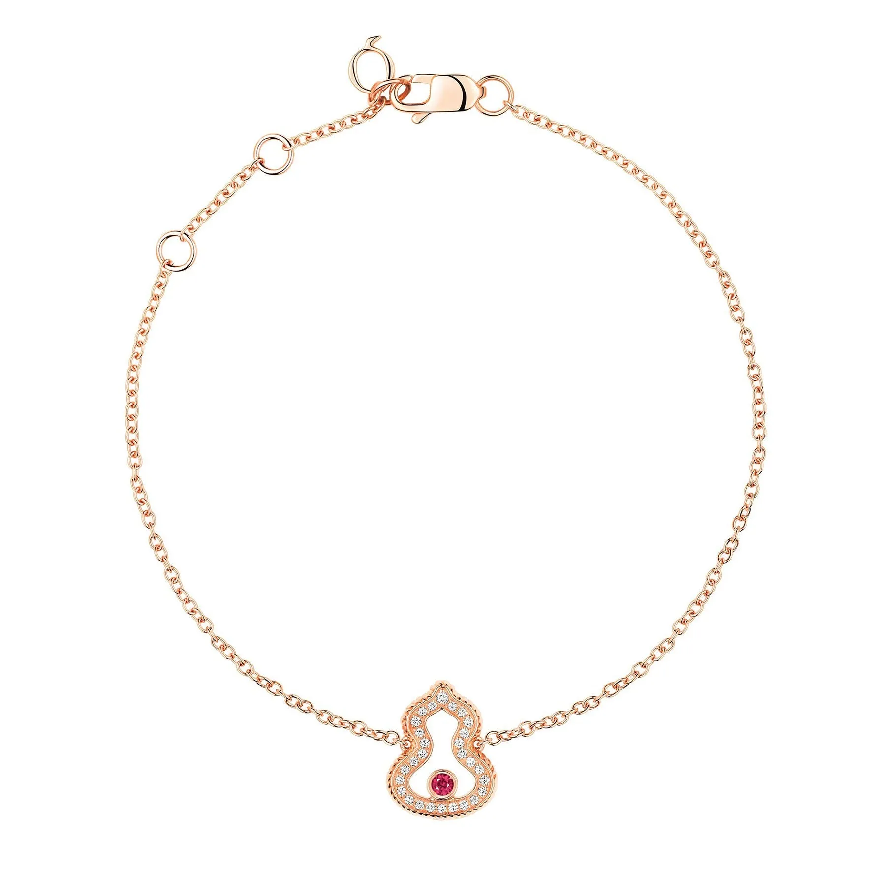 Wulu bracelet in 18K rose gold with diamonds and ruby