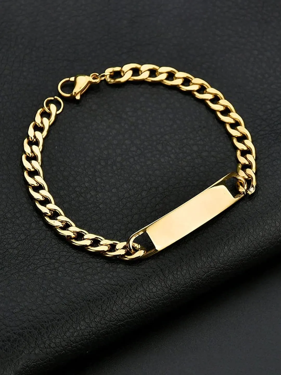 Yellow Chimes Bracelet for Men Stainless Steel Golden Chain Tag Bracelet for Men and Boys