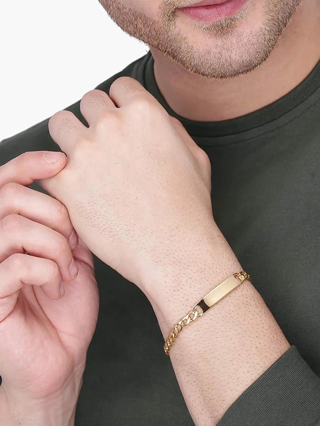 Yellow Chimes Bracelet for Men Stainless Steel Golden Chain Tag Bracelet for Men and Boys