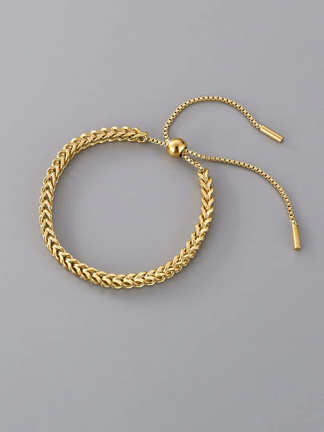 Yellow Chimes Chain Bracelet for Women Gold Plated Adjustable Drawstring Stainless Steel Chain Bracelet for Women and Girls