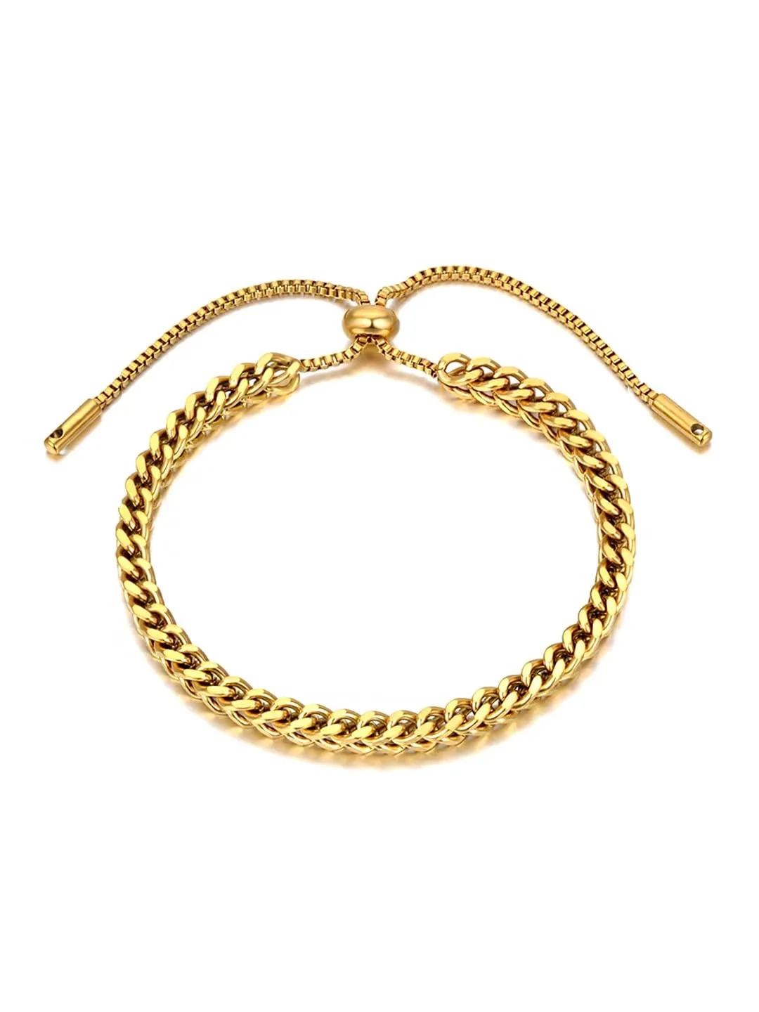 Yellow Chimes Chain Bracelet for Women Gold Plated Adjustable Drawstring Stainless Steel Chain Bracelet for Women and Girls