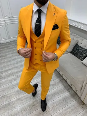 Yellow Slim Fit Groom Wedding Suit for Men by GentWith.com